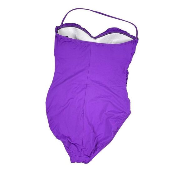 La Blanca Ruffled Halter Bandeau Mio Swimsuit Size 12 One Piece - Picture 2 of 9